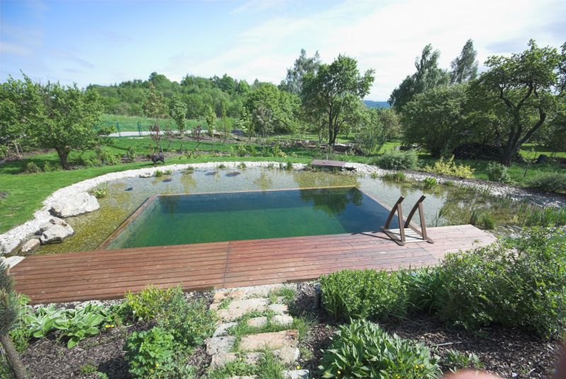 Klasické bazény na zahradách střídají přírodní koupací jezírka